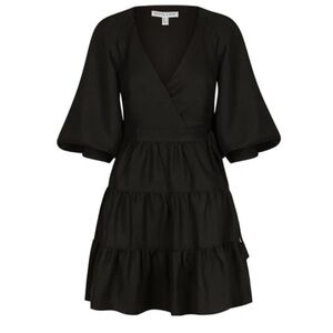 Shona Joy Nicolette Linen Wrap Mini Dress